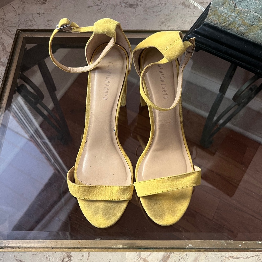 Yellow Buckle Heels